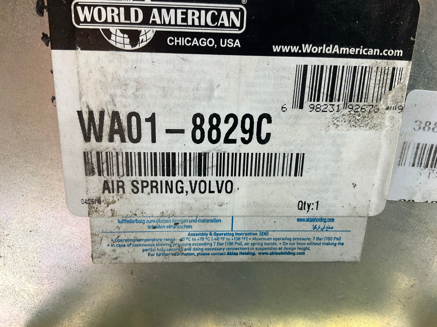 World American WA01-8829C Air Spring Bag Replaces W01-358-8829; 1R12-1083