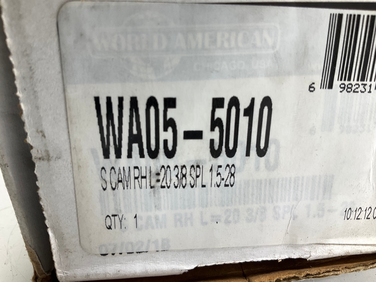 World American WA05-5010 Right Brake Camshaft, 1-1/2''-28 X 20.407'' Meritor 4000