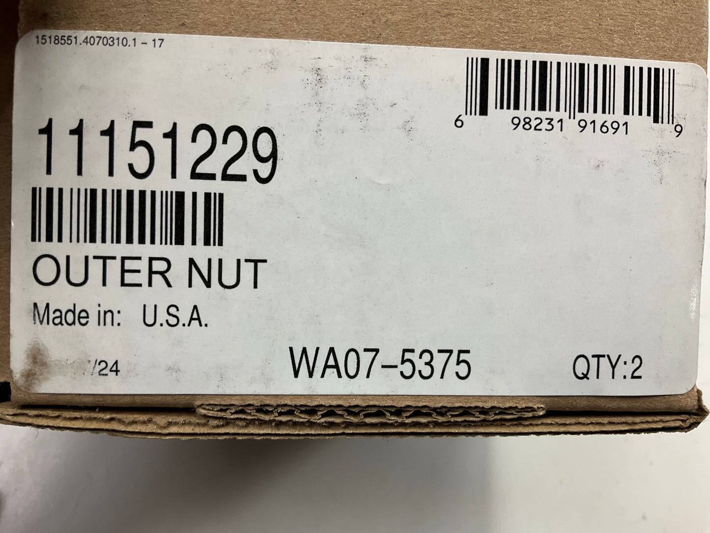 (2) World American WA07-5375 Axle Spindle Nut, 2-5/8''-12 Thread, 3-1/2'' Hex
