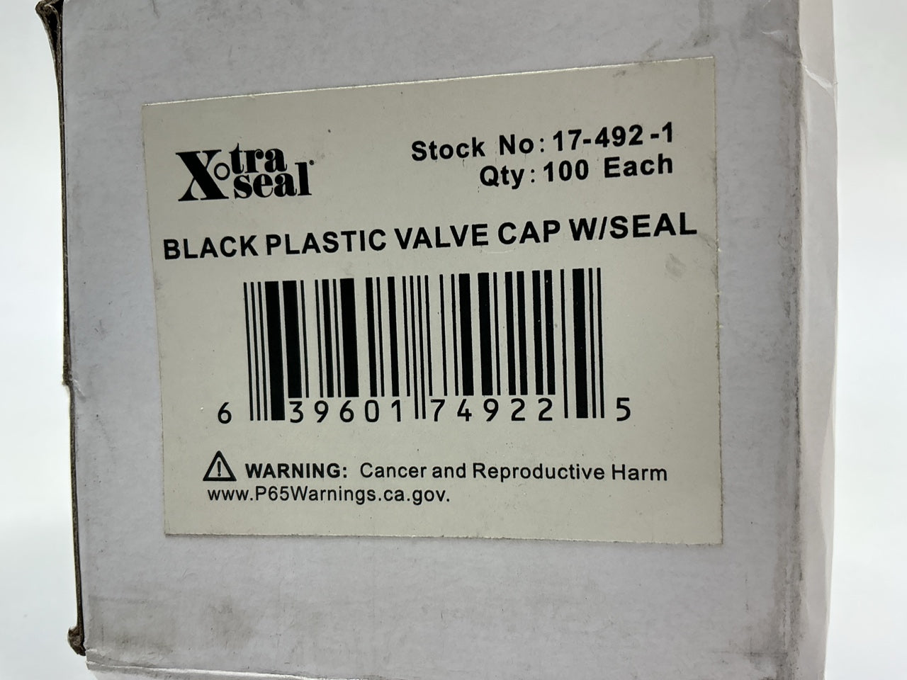Bag Of 100 - Xtra Seal 17-492-1 Black Plastic Valve Cap With Silicone Seal
