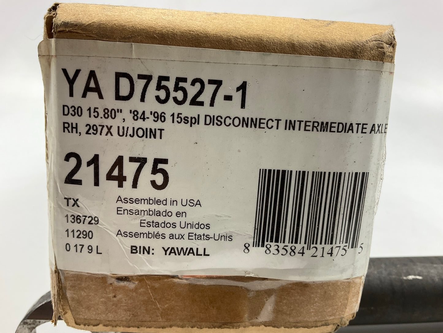 Yukon YAD75527-1 Front Right Inner Drive Axle Shaft - Dana 30 - 15.8'', 15 Spline