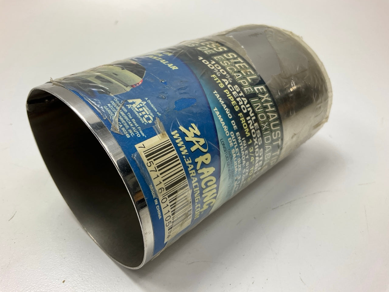 3A Racing 62-1105 Stainless Steel Exhaust Tip, 2'' Inlet, 3-1/8'' Outlet