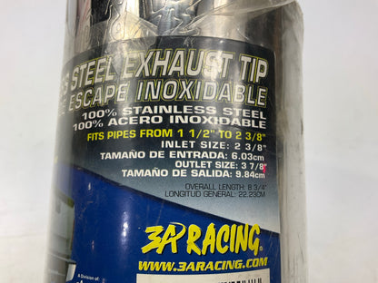 3A Racing T-304 Stainless Exhaust Tip, Slant Cut, For Pipes 1-1/2'' To 2-3/8''