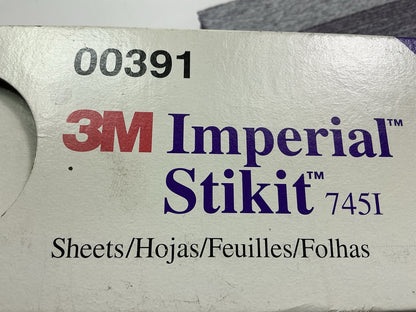 3M 00391 Imperial Stikit 2-3/4'' X 16-1/2'' P80E Grit Sandpaper Sheets, 50 / Pack