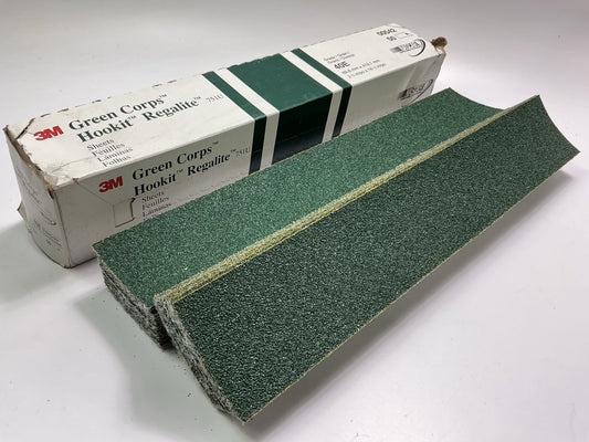 3M 00542 Green Corps Hookit 2.75''x16.5'' 40 Grit File Sandpaper Sheet - 50 / Box