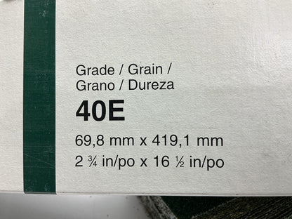 3M 00542 Green Corps Hookit 2.75''x16.5'' 40 Grit File Sandpaper Sheet - 50 / Box
