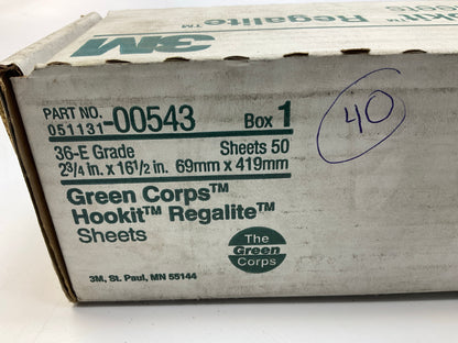 3M 00543 Green Corps Hookit Sandpaper Sheet 36 Grit, 2-3/4'' X 16-1/2'', 40 Sheets