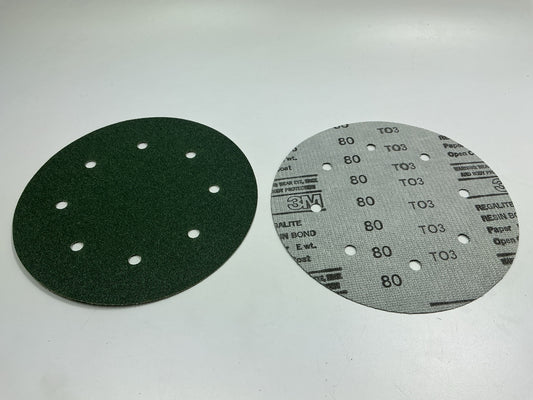 3M 00621 Green Corps Hookit Sanding Disc Dust Free, 8'', 80 Grit, 25 Discs / Box