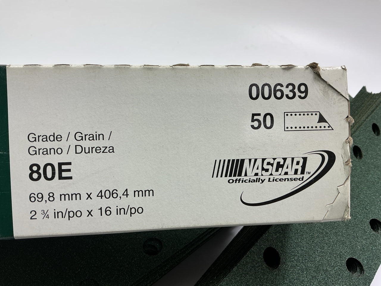 3M 00639 Green Corps Hookit Sandpaper Sheets 2-3/4''x16'' 80E 80 Grit , 50 Pieces