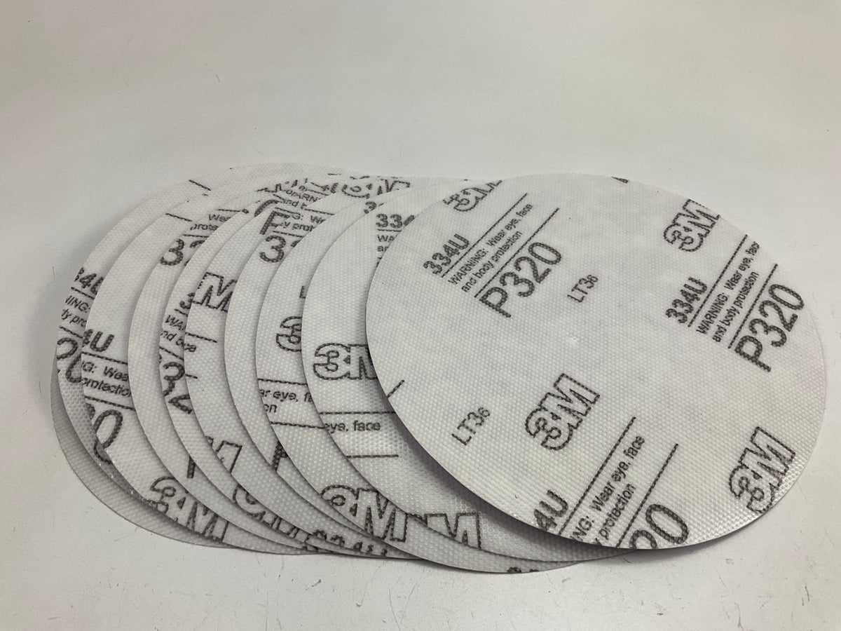 (10) 3M 00675 Imperial Hookit II 6'' Sanding Discs Grade P320 320 Grit