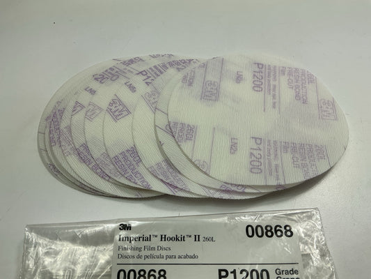 3M 00868 Imperial Hookit II Sanding Discs, P1200 1200 Grit, 6'' Diameter, 10 Disc