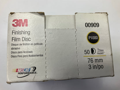 3M 00909 Hookit Finishing Film Sanding Abrasive Discs 3'' Grit P1000, 50/Box