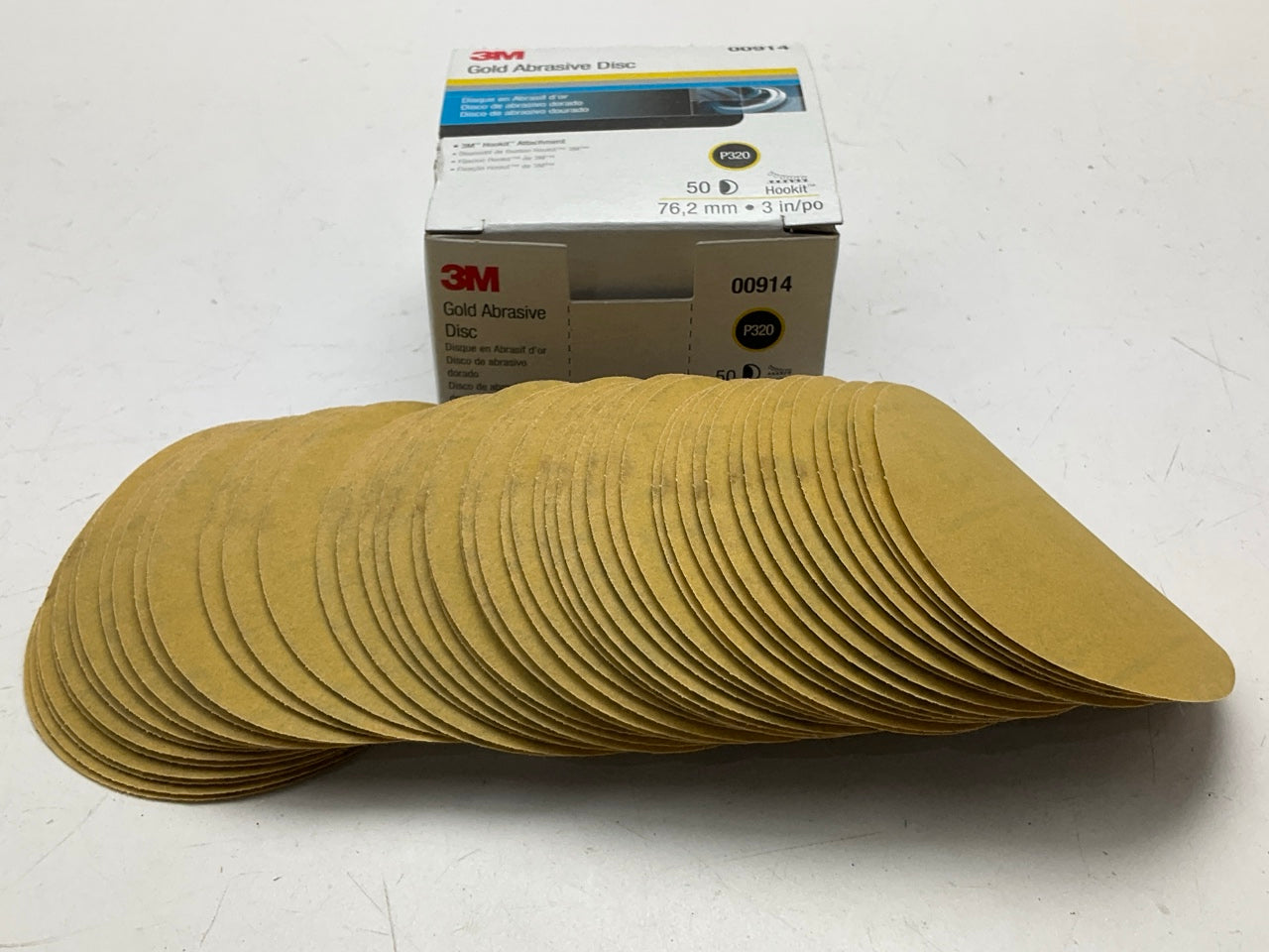 3M 00914 Hookit Gold Sanding Film Disc 3 Inch, P320 Grit - (50 Discs/Box)
