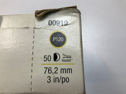 3M 00919 Hookit Gold Sanding Disc, 3'' Diameter, P120 120 Grit, 50 Discs Total