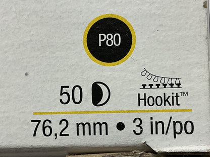 3M 00921 80 Grit, 3 Inch, Hookit Gold Film Sanding Discs, Pack Of 50