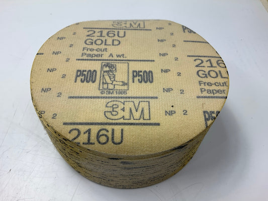 3M 00972 Hookit Gold Sanding Disc 216U 6'' P500A Grit (100 Discs/Box)
