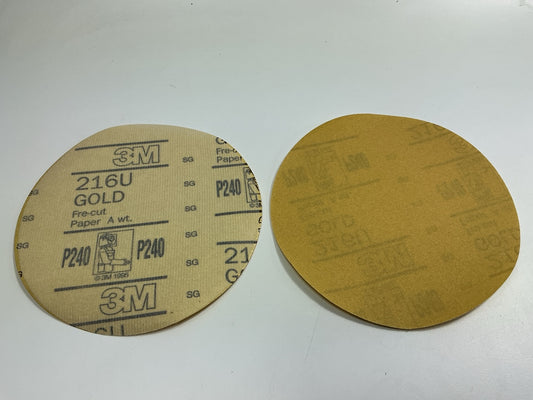 3M 00977 Hookit Gold Sanding Disc 216U 6'' P240A 240 Grit (100 Discs / Box)