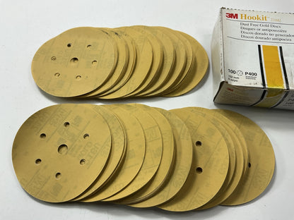 3M 01073 Hook And Loop Gold 6'' 400 Grit Dust Free Abrasive Sanding Disc 100 Pack