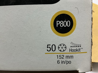 3M 01090 Hookit Gold 6'' P800A 800 Grit Dust-Free Paper Sanding Disc, 50 / Pack