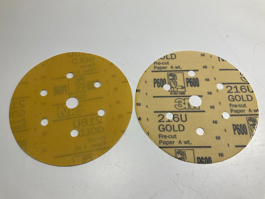 3M 01091 Hookit Gold Disc Dust Free 216U, P600, 6'' Sanding Discs -  50 / Box