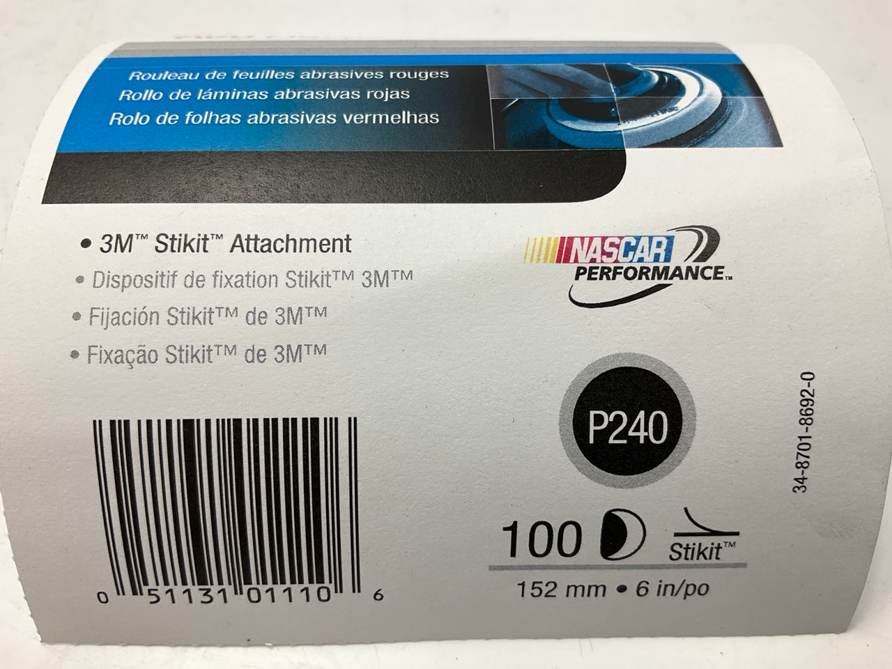 3M 01110 Stikit Red 6'' P240 Grit Abrasive Sanding Disc, 100 / Pack