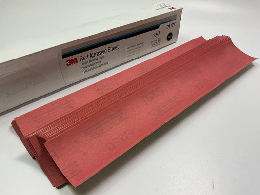 3M 01177 Hookit Red Abrasive Sanding Sheet 320+ Grade, 2-3/4''x16-1/2'', 25 Pcs