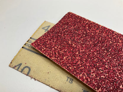 3M 01182 Red Abrasive Hookit 40 Grit 2.75'' X 16.5'' Sanding File Sheet - 25 Pack