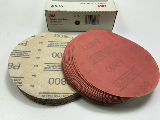 3M 01187 Red Abrasive Hookit Sanding Disc 316U 6'' P800 800 Grit (50 Discs / Box)