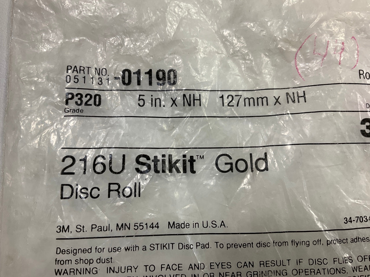 3M 01190 Stikit 5'' Inch P320 Grit Sanding Discs, 44 Discs Total