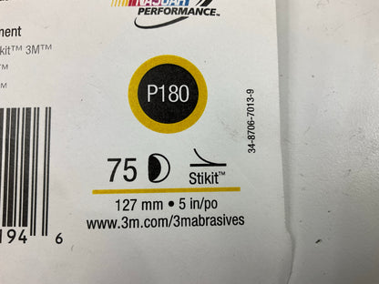 3M 01194 Stikit Gold Sanding Disc Roll, 5 Inch, P180 Grit, 75 Discs Per Roll
