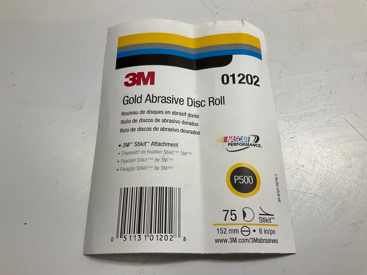 3M 01202 Stikit Gold Sanding Abrasive Disc Roll, 6 In, P500, 75 Discs Per Roll