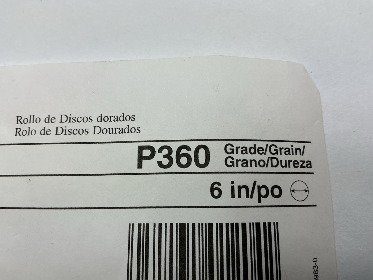 3M 01204 6'' Inch Diameter P360 360 Grit Abrasive Sanding Disc Roll, 75 Discs