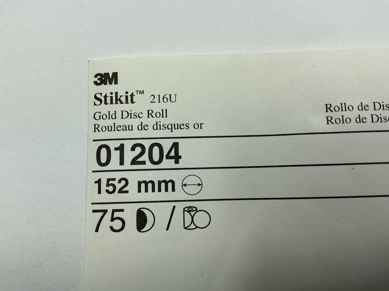 3M 01204 6'' Inch Diameter P360 360 Grit Abrasive Sanding Disc Roll, 75 Discs