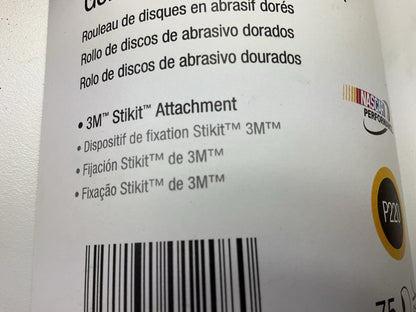 3M 01208 Stikit Gold Sanding Disc Roll 6'', P220, 75 Discs / Roll, 5 Rolls Total