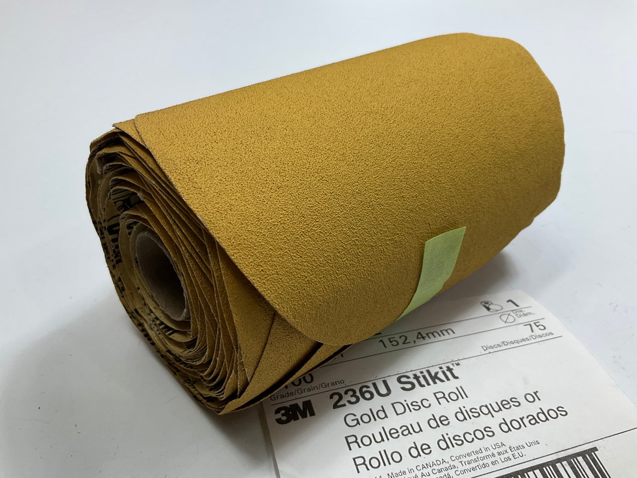 3M 01212 Stikit Gold Sanding Disc Roll, 6 In, P100 Grit, 75 Discs Per Roll