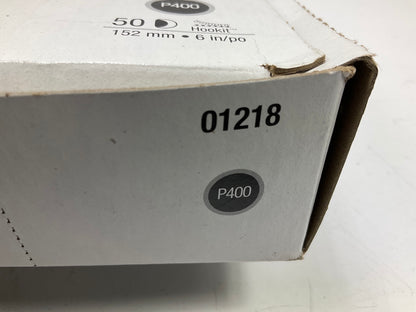 50 Discs - 3M 01218 Hookit Red 6'' P400 Grit Abrasive Sanding Discs