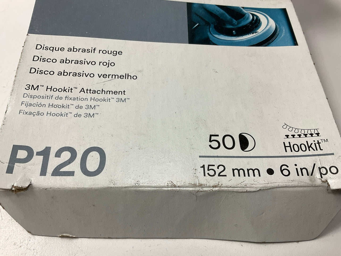 3M 01224 Red Abrasive Hookit Sanding Disc 6 Inch P120 Grit (50 Discs/Box)
