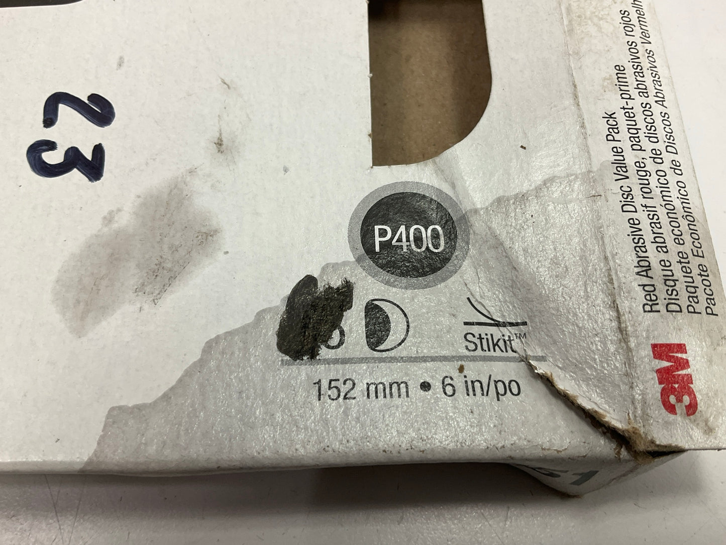 3M 01251 Red Abrasive Stikit Sanding Disc, 6 In, P400 Grade, 23 Discs/pack