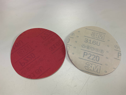 3M 01253 Red Abrasive Stikit Sanding Disc 6 In, P220 Grit, 25 / Pack