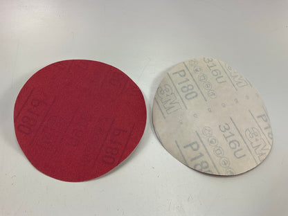 3M 01254 6'' Red Abrasive Sanding Discs P180 180 Grit - 25/Box