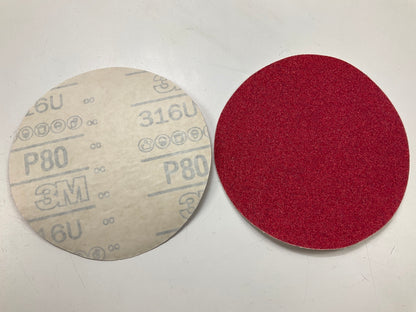 3M 01260 Red Stikit Sandpaper 6'' PSA Abrasive Discs P80 Grit, 25 Discs