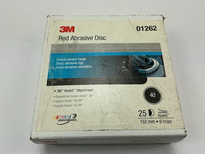 3M 01262 Red Abrasive Hookit 6'' P40 40 Grit Sanding Abrasive Disc (25 / Box)