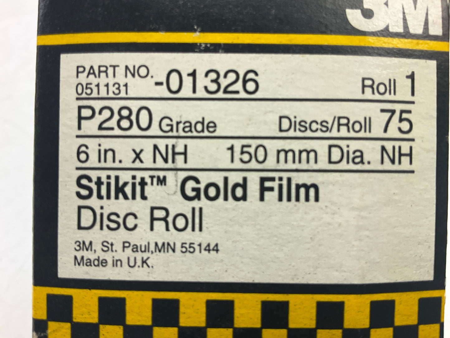 3M 01326 6 Inch Diameter 280 Grit Abrasive Sanding Disc - 75 Discs / Roll