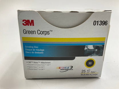 3M 01396 Green Corps Roloc Disc, 2 In, 50 Grit Abrasive Sanding Discs