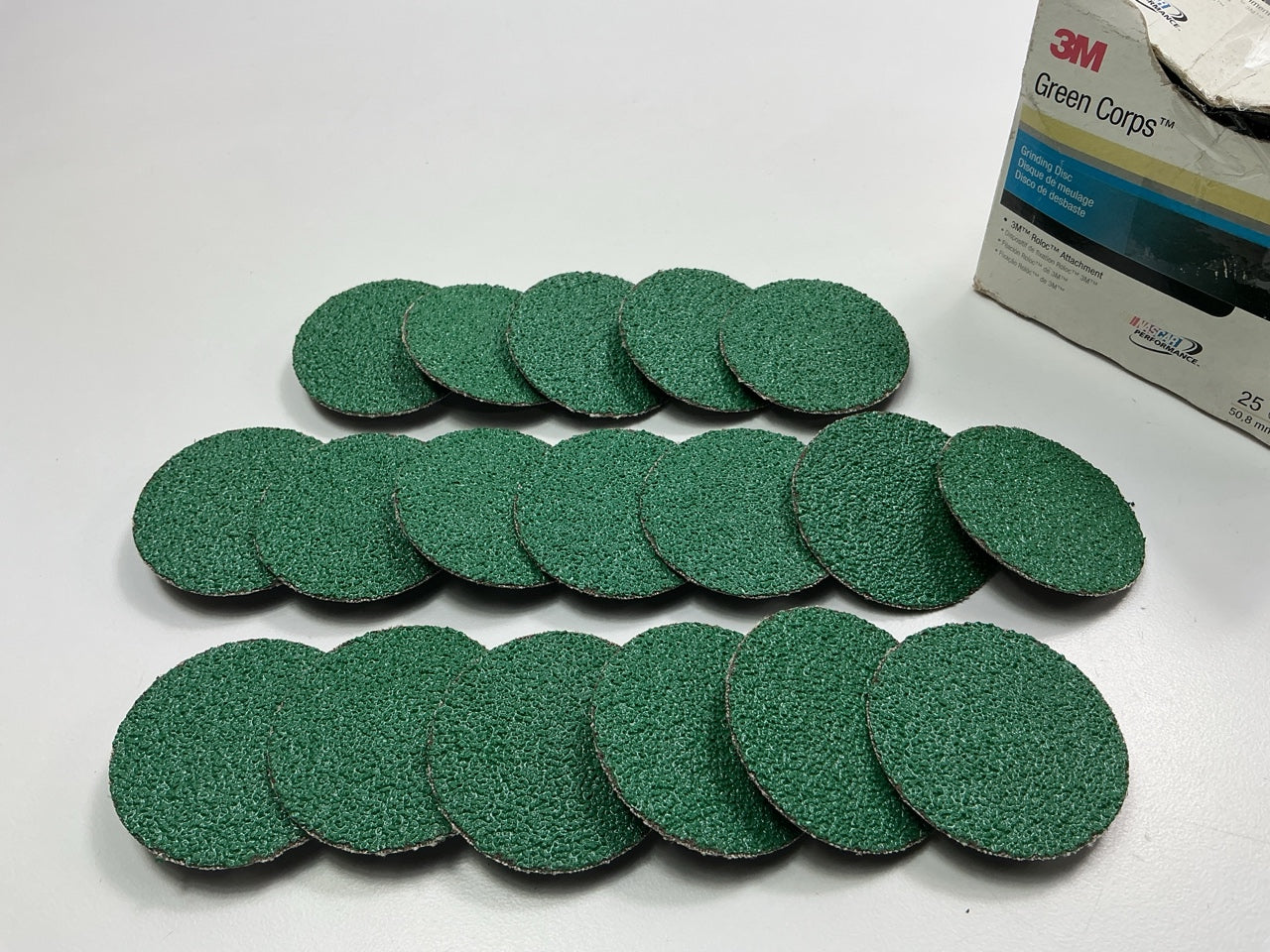 3M 01397 Green Corps Roloc Abrasive Sanding Disc 2 In, 36 Grit, 18 Discs Total