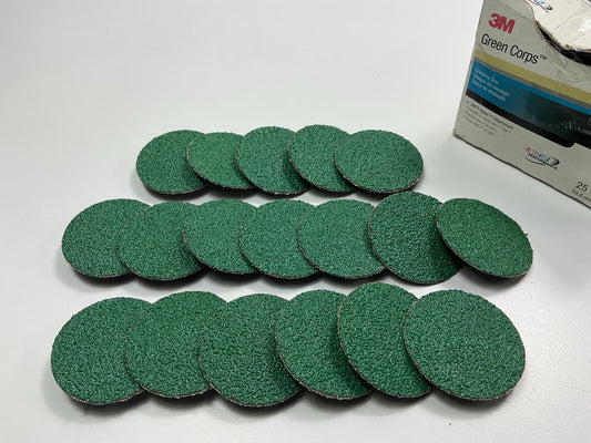 3M 01397 Green Corps Roloc Abrasive Sanding Disc 2 In, 36 Grit, 18 Discs Total