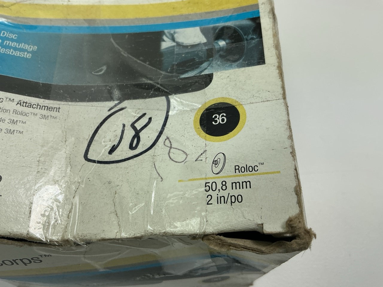 3M 01397 Green Corps Roloc Abrasive Sanding Disc 2 In, 36 Grit, 18 Discs Total