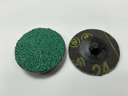 3M 01398 Green Corps Roloc 2'' Disc, 24 Grit - Pack Of 15 Discs