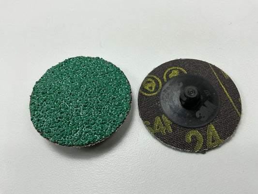 3M 01398 Green Corps Roloc 2'' Disc, 24 Grit - Pack Of 15 Discs