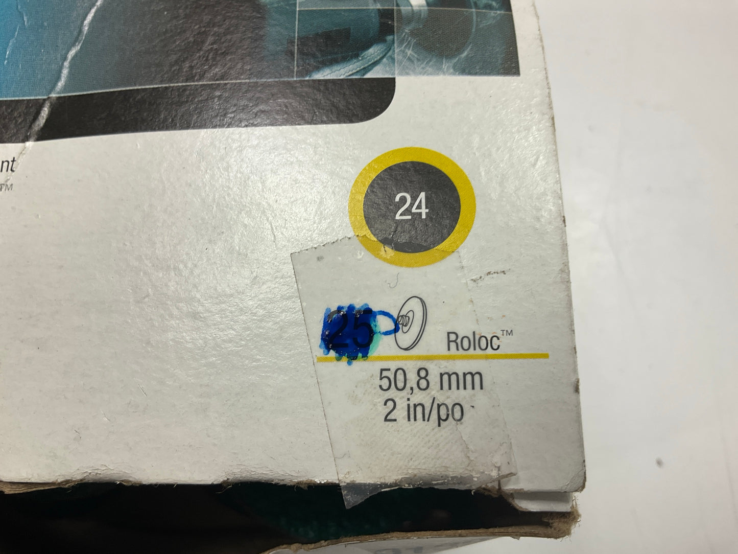 3M 01398 Green Corps Roloc 2'' Surface Prep Disc, 24 Grit - Pack Of 17 Discs